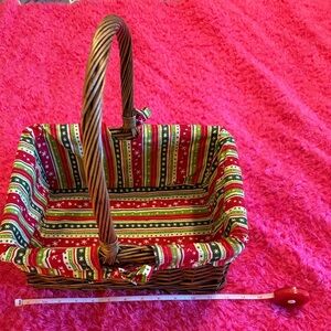 Festive Striped Wicker Basket